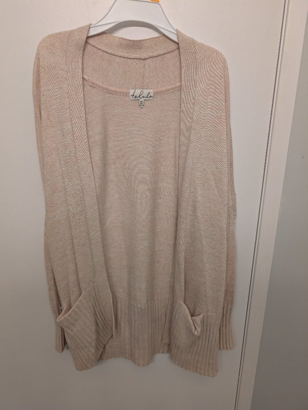 Aritzia Talula long light pink cardigan